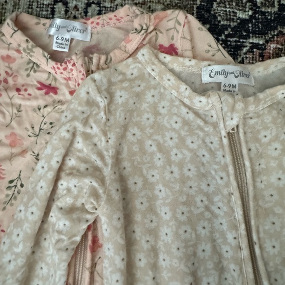 Emily & Oliver bamboo Pink and Cream Floral Footies - Picture 2 of 2